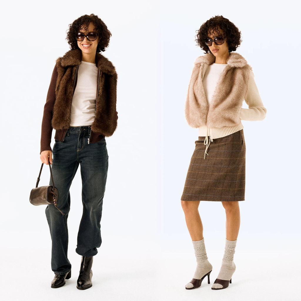 Wcoumq | Two-Way Detachable Retro Velvet-Like Woolen Short Coat Vest with Eco-Friendly Fur Lapel – Stylish Women’s Versatile Outerwear