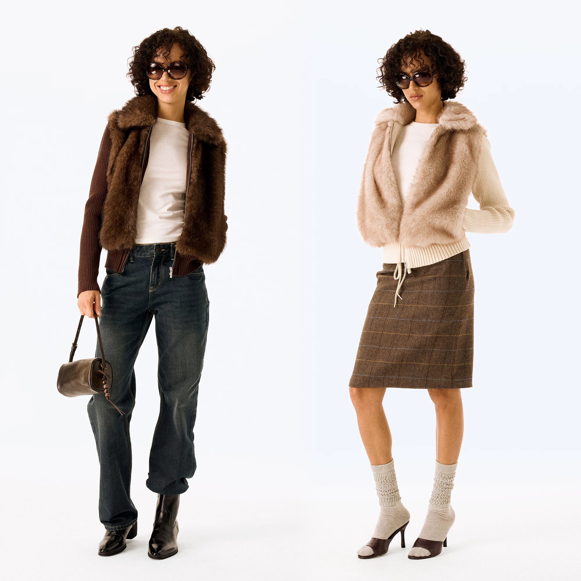 Wcoumq | Two-Way Detachable Retro Velvet-Like Woolen Short Coat Vest with Eco-Friendly Fur Lapel – Stylish Women’s Versatile Outerwear