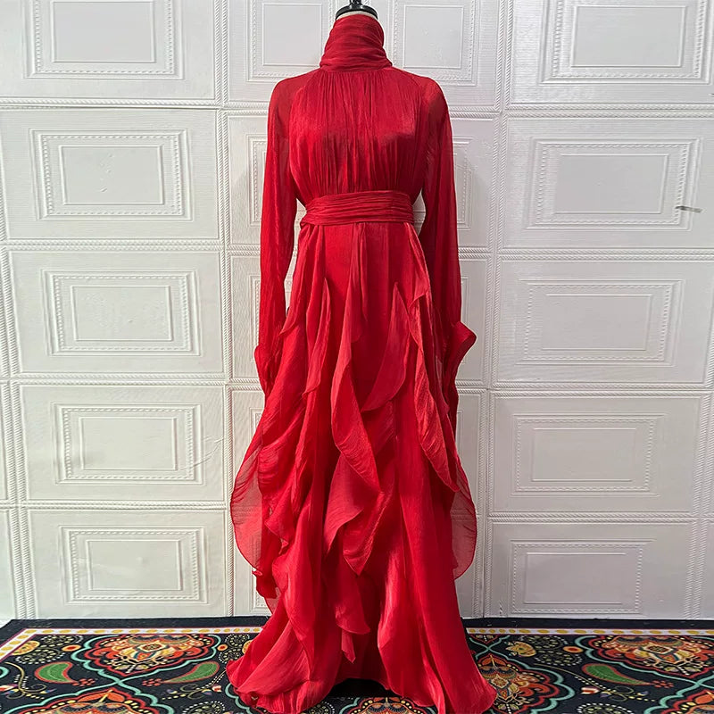 Wcoumq | Ruffled Slim-Fit Dress for Elegant and Fashionable Women