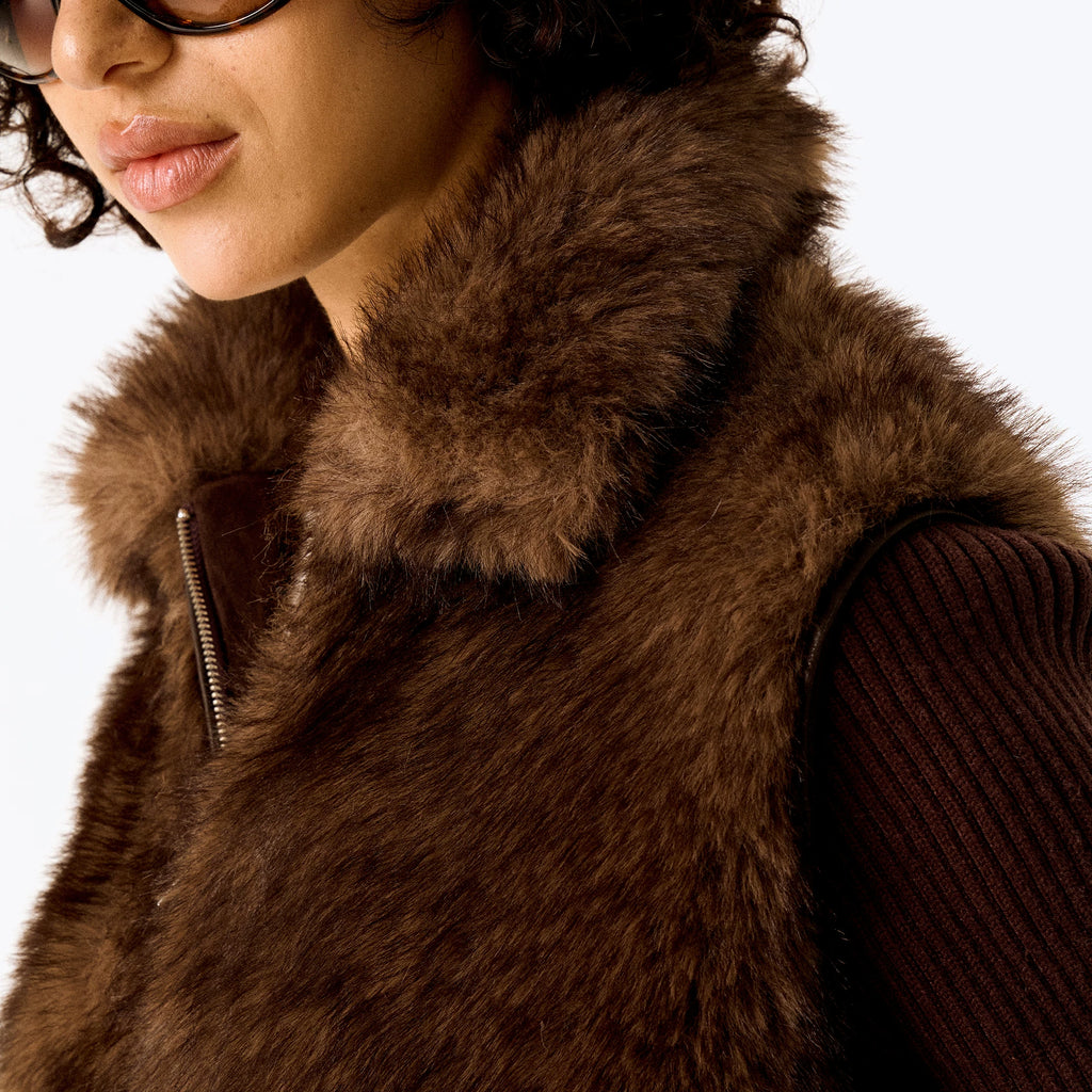 Wcoumq | Two-Way Detachable Retro Velvet-Like Woolen Short Coat Vest with Eco-Friendly Fur Lapel – Stylish Women’s Versatile Outerwear