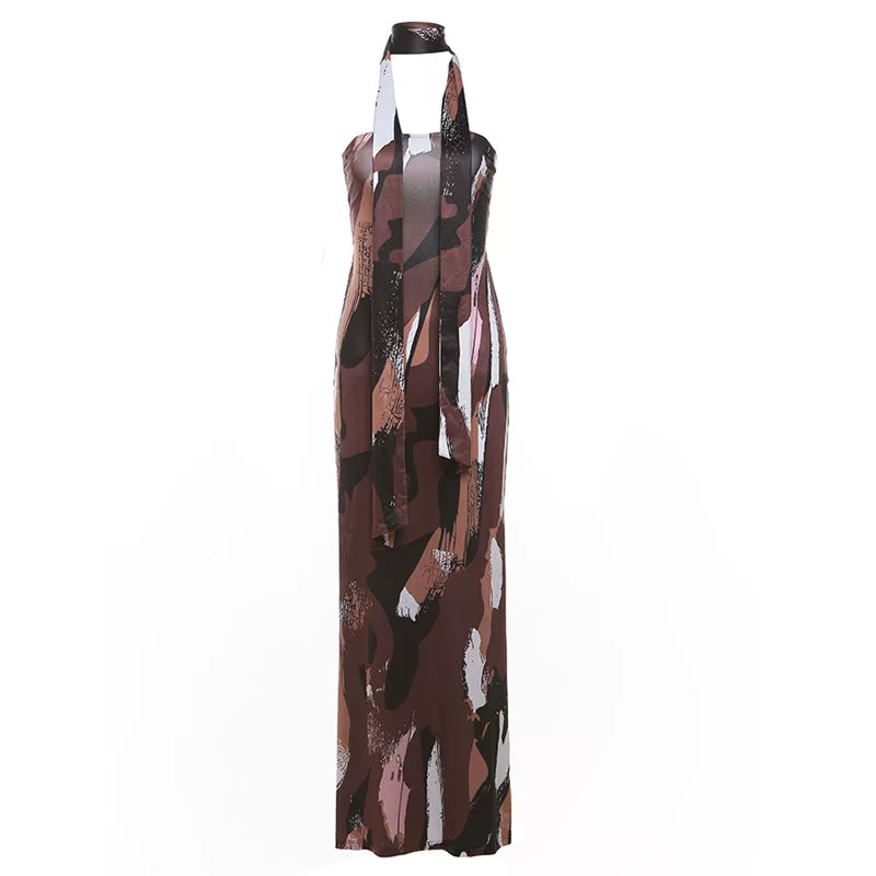Wcoumq | Backless Slim-Fit Mid-Length Dress with Figure-Hugging Design
