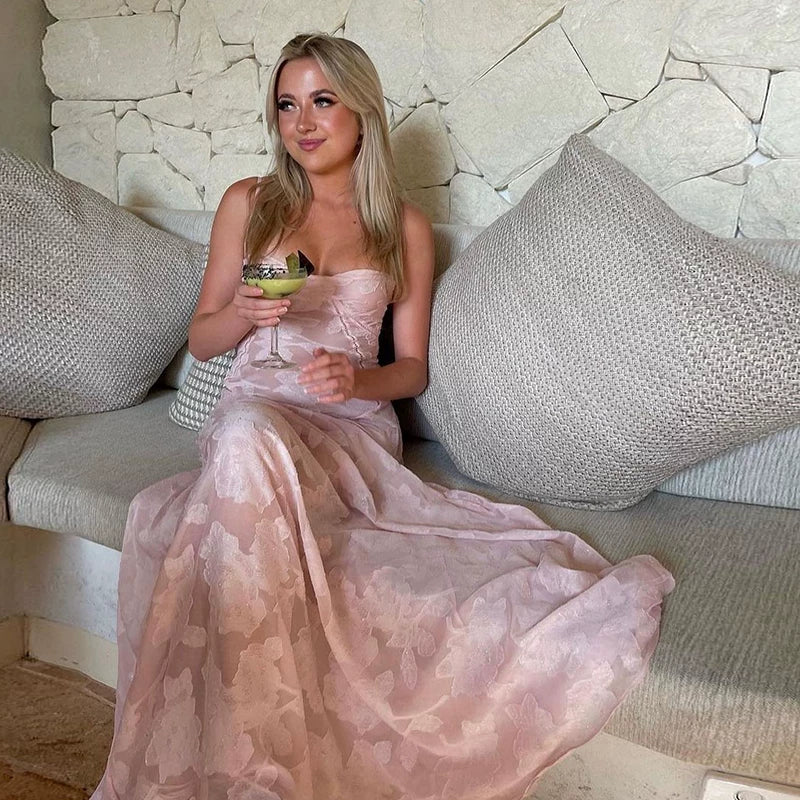 Wcoumq | French Fairy Mesh Crochet Suspender Dress with Sheer Design