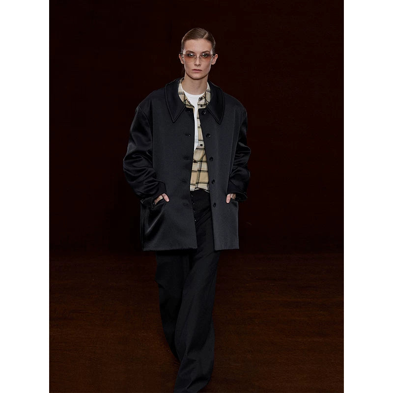 Wcoumq | Winter Thickened Cotton Single-Breasted Lapel Coat for Women – European & American Street Style Nylon Cotton Outerwear