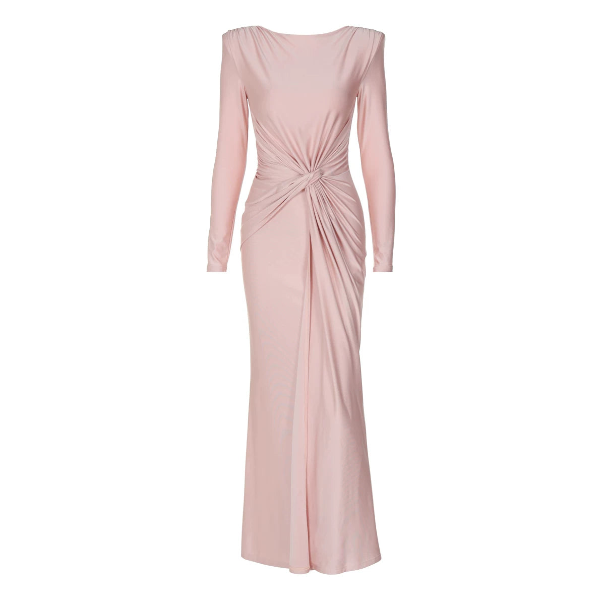 Wcoumq | Slim Round Neck Long-Sleeve Maxi Dress for Elegant Banquets