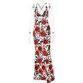 Wcoumq | Summer Sling Maxi Dress with Rose Print and Backless Vacation Style