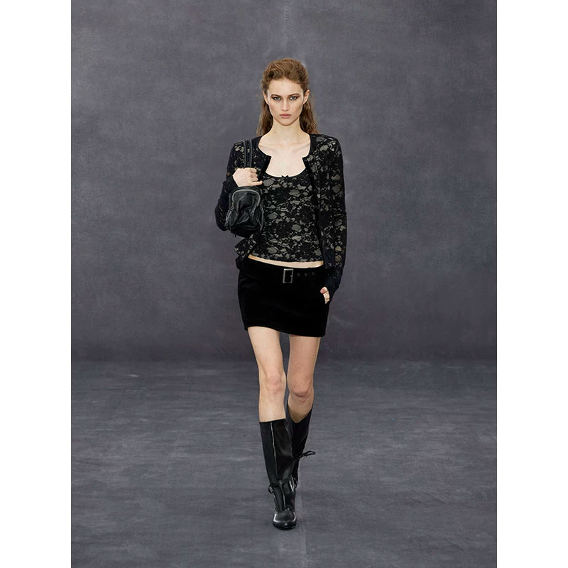 Wcoumq | Suede Low-Waist Horizontal Skirt – Stylish Women’s Comfortable and Chic Skirt for Fall