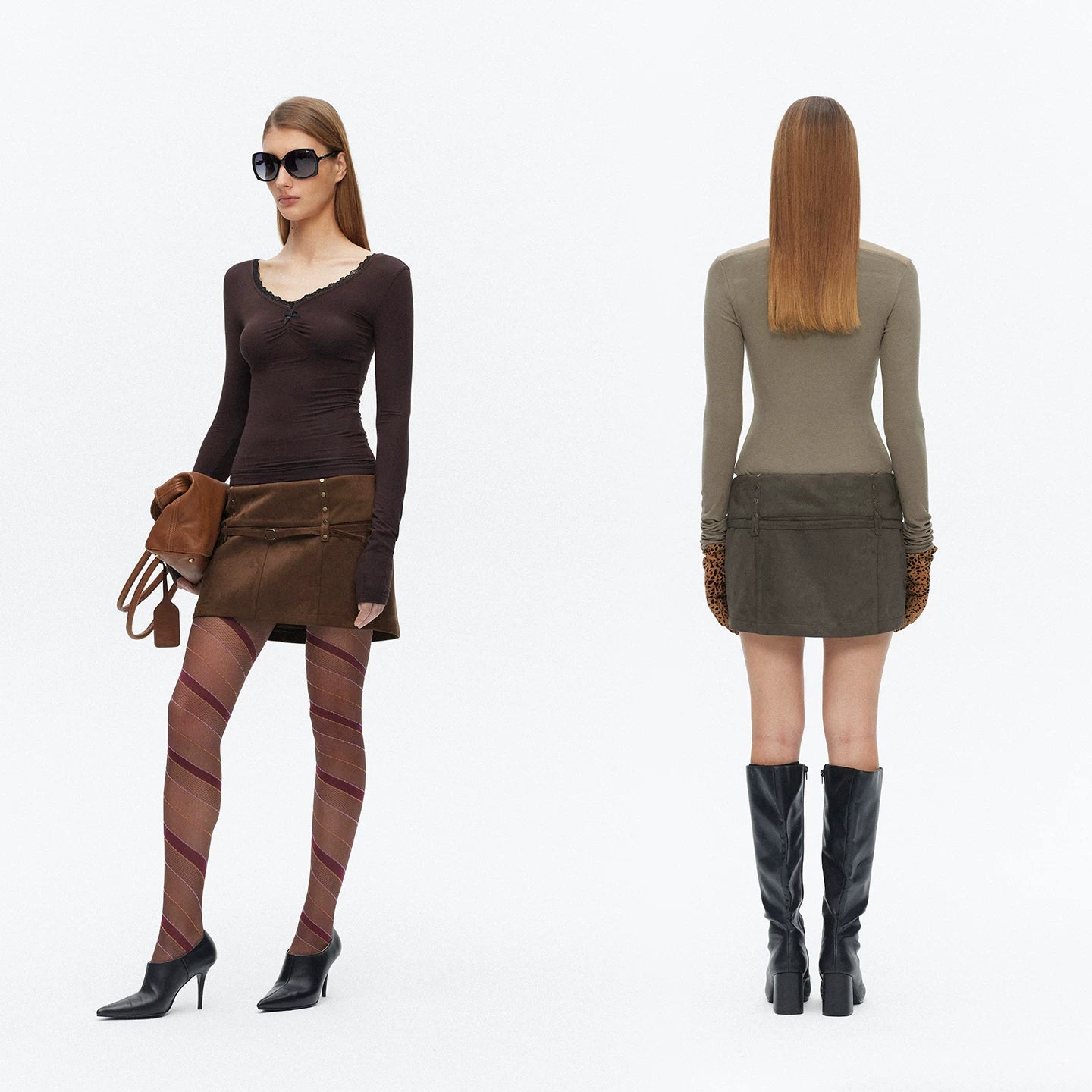 Wcoumq | Retro Rivet Low-Waist Suede Skirt – Stylish Women’s Vintage-Inspired Suede Skirt