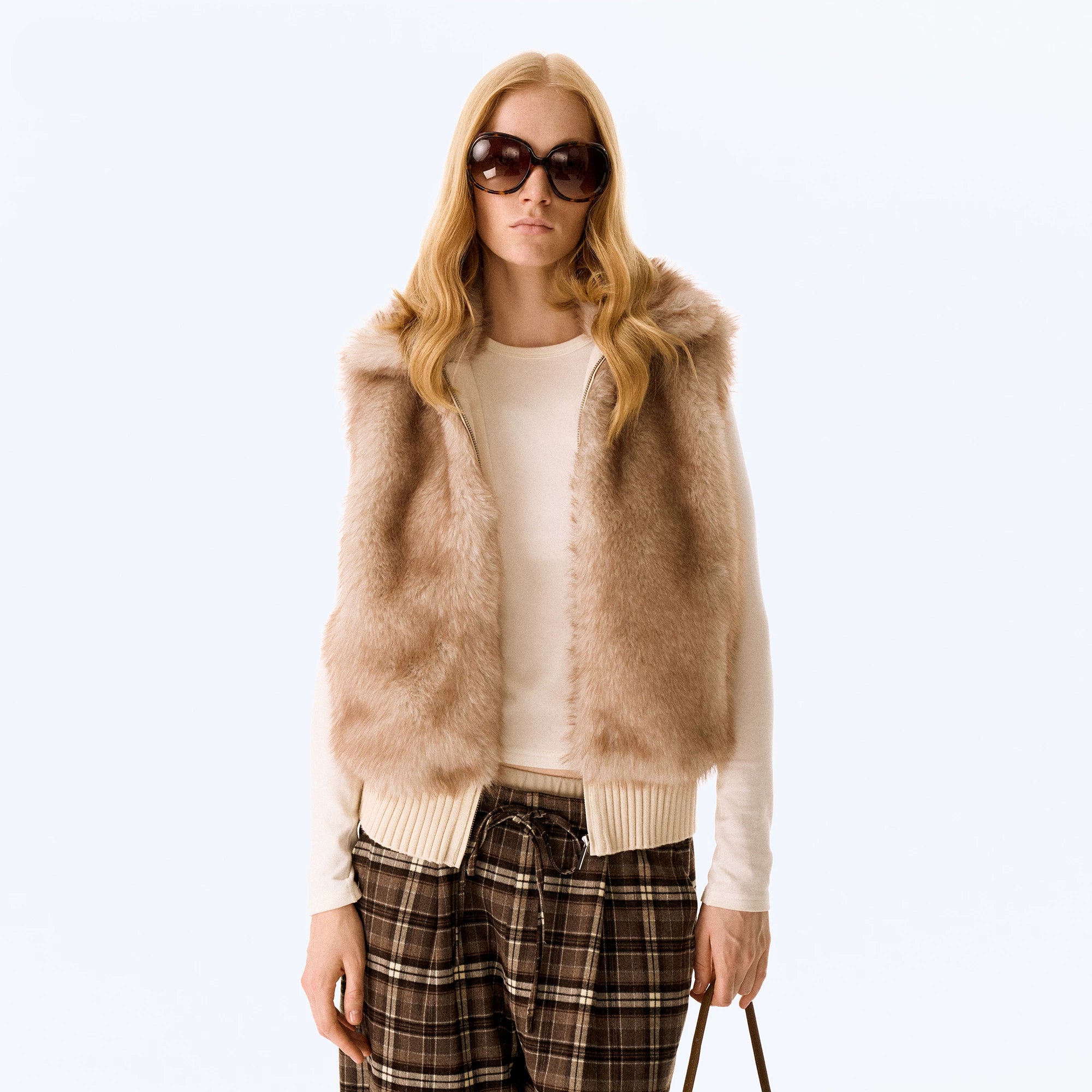 Wcoumq | Two-Way Detachable Retro Velvet-Like Woolen Short Coat Vest with Eco-Friendly Fur Lapel – Stylish Women’s Versatile Outerwear