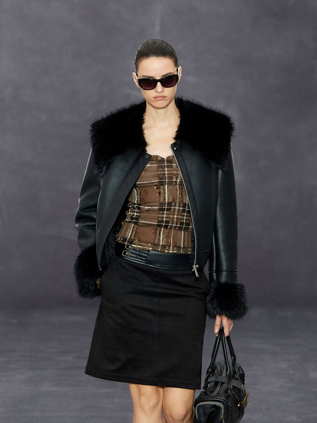 Wcoumq | Sweetheart Neck Jacquard Mesh Polka Dot Lace Plaid Long-Sleeve Round Neck Top for Women