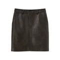 Wcoumq | Retro Low-Waisted Slit Leather Skirt – PUA Word Hip-Covering Stylish Leather Skirt for Women