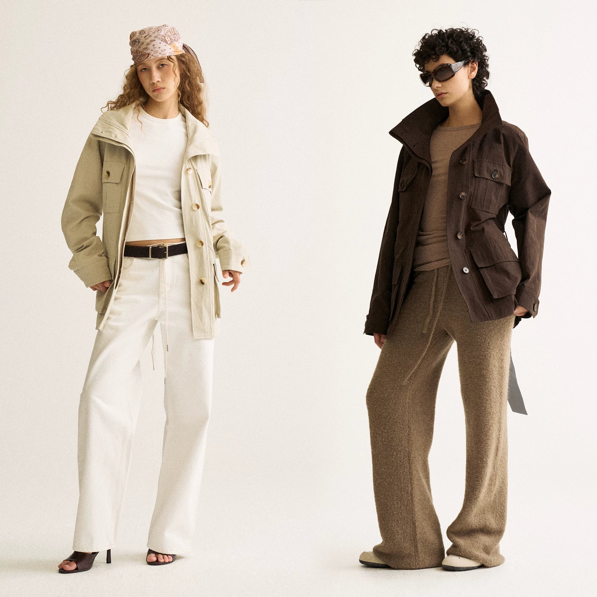 Wcoumq | Retro Workwear Multi-Pocket Windbreaker with Adjustable Belt – Women’s Loose Fit Commuting Stand-Up Collar Jacket