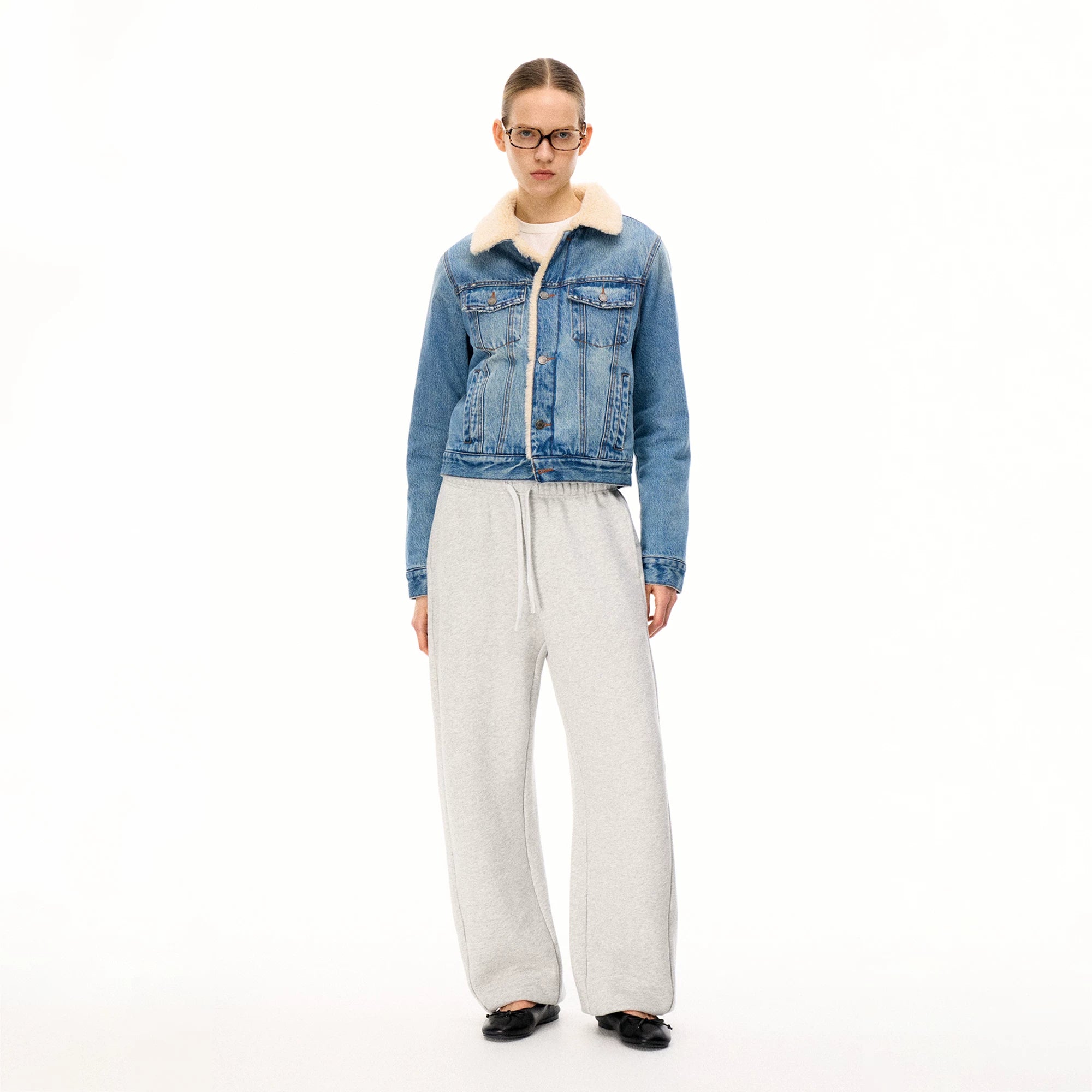 Wcoumq | Retro Classic Denim Quilted Jacket with Fur Collar – Women’s Warm Contrasting Color Denim Jacket