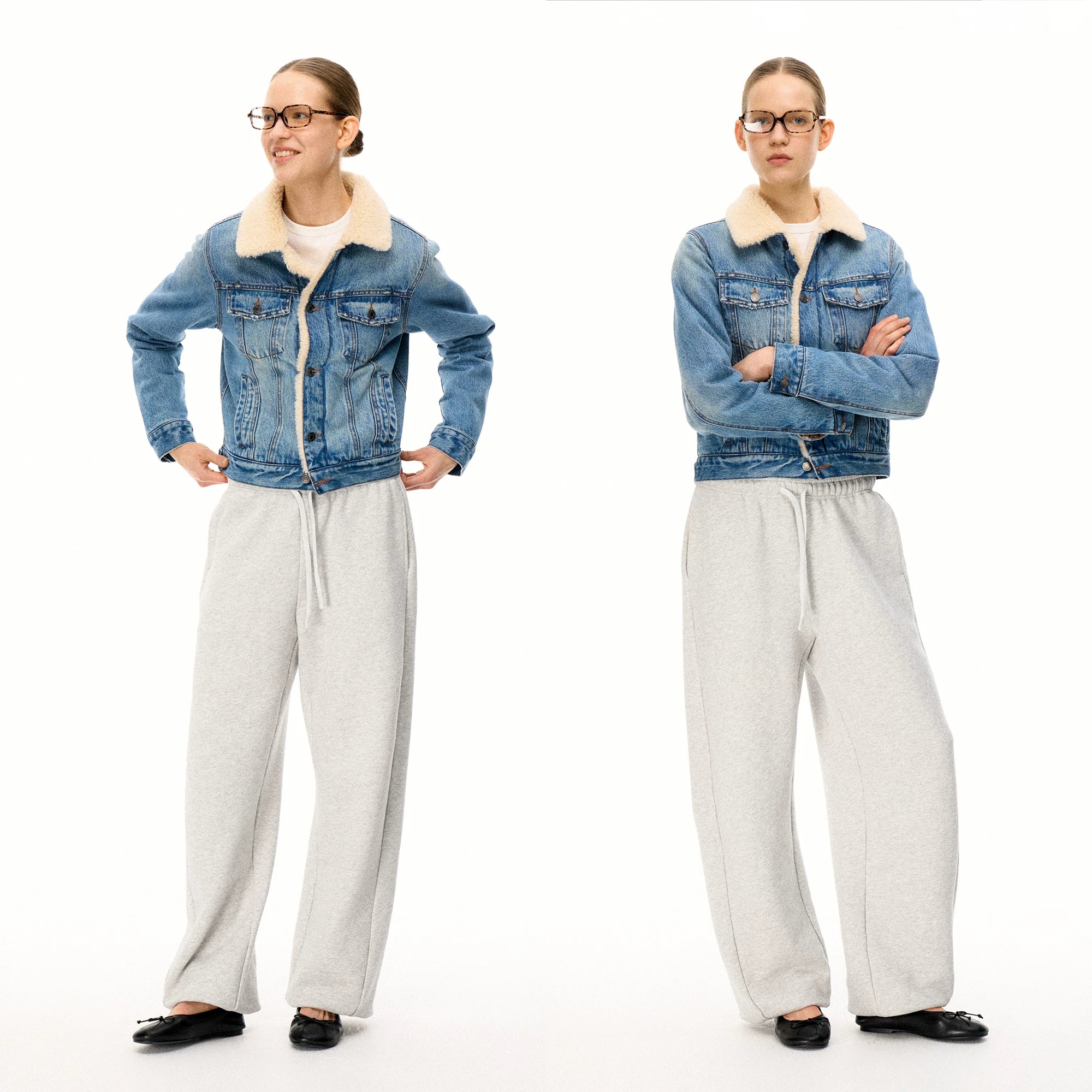 Wcoumq | Retro Classic Denim Quilted Jacket with Fur Collar – Women’s Warm Contrasting Color Denim Jacket