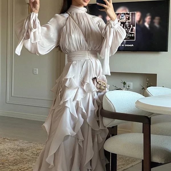 Wcoumq | Ruffled Slim-Fit Dress for Elegant and Fashionable Women