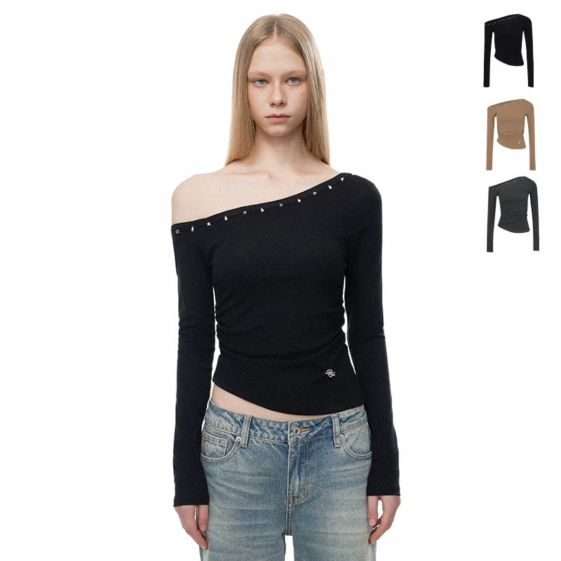 Wcoumq | Slim-Fit Long Sleeve Knit Top with Versatile Waist for Autumn and Winter