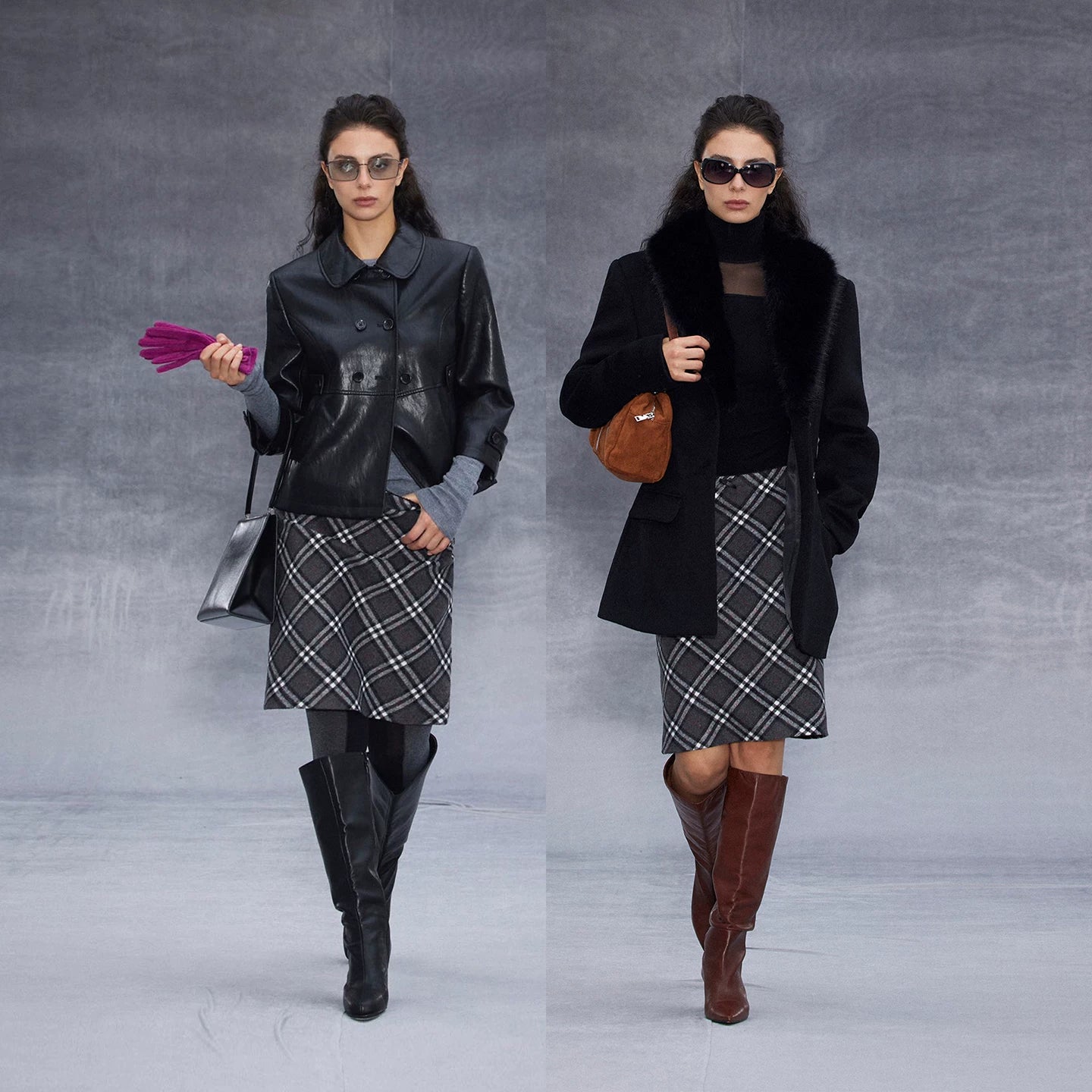 Wcoumq | Touch Series Checkered Woolen Straight Skirt – Classic and Elegant Wool Skirt for Women