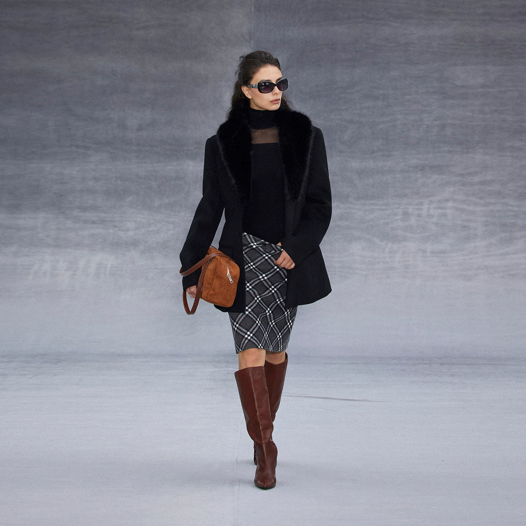 Wcoumq | Retro Mid-Length Waisted Woolen Suit with Detachable Fur Collar – Autumn & Winter Women’s Outerwear