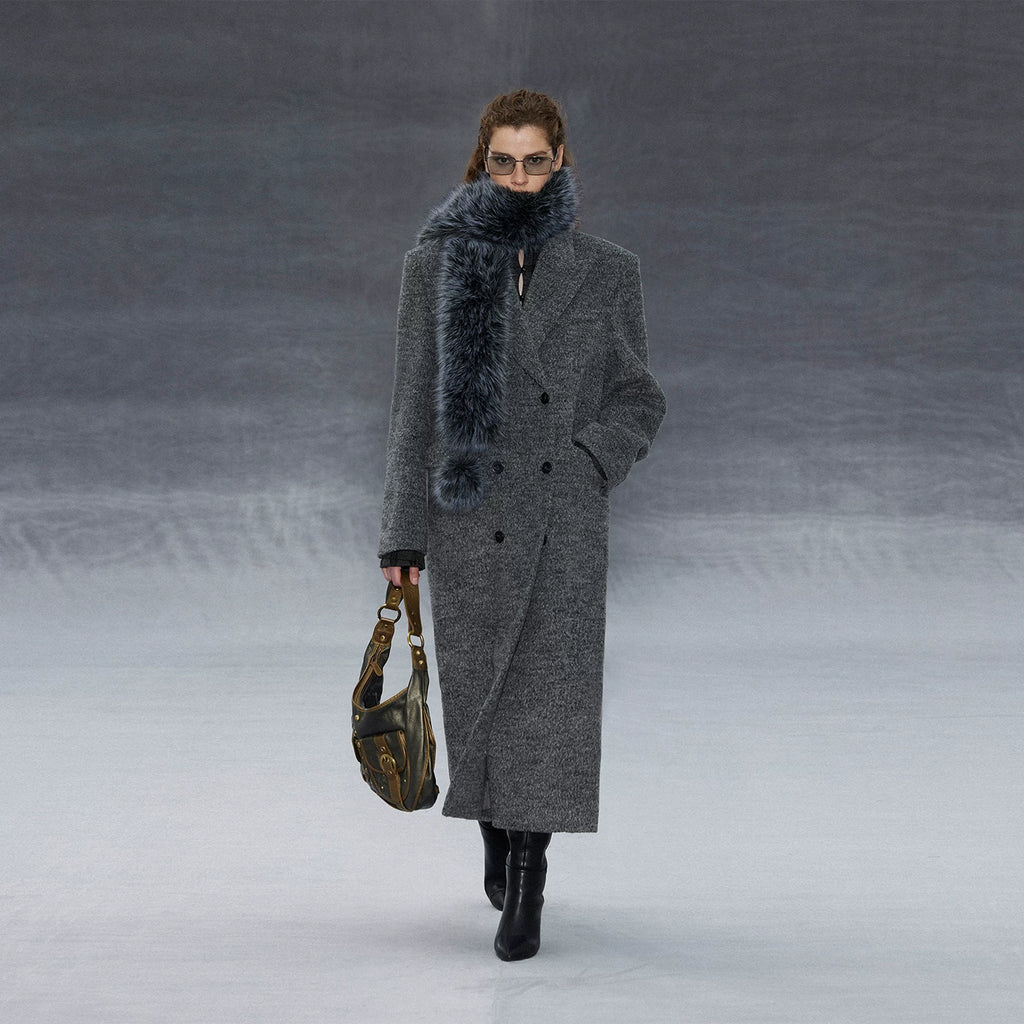 Wcoumq | Retro Double-Breasted Woolen Coat with Gun Lapel & Wide Shoulders – New In 12.10