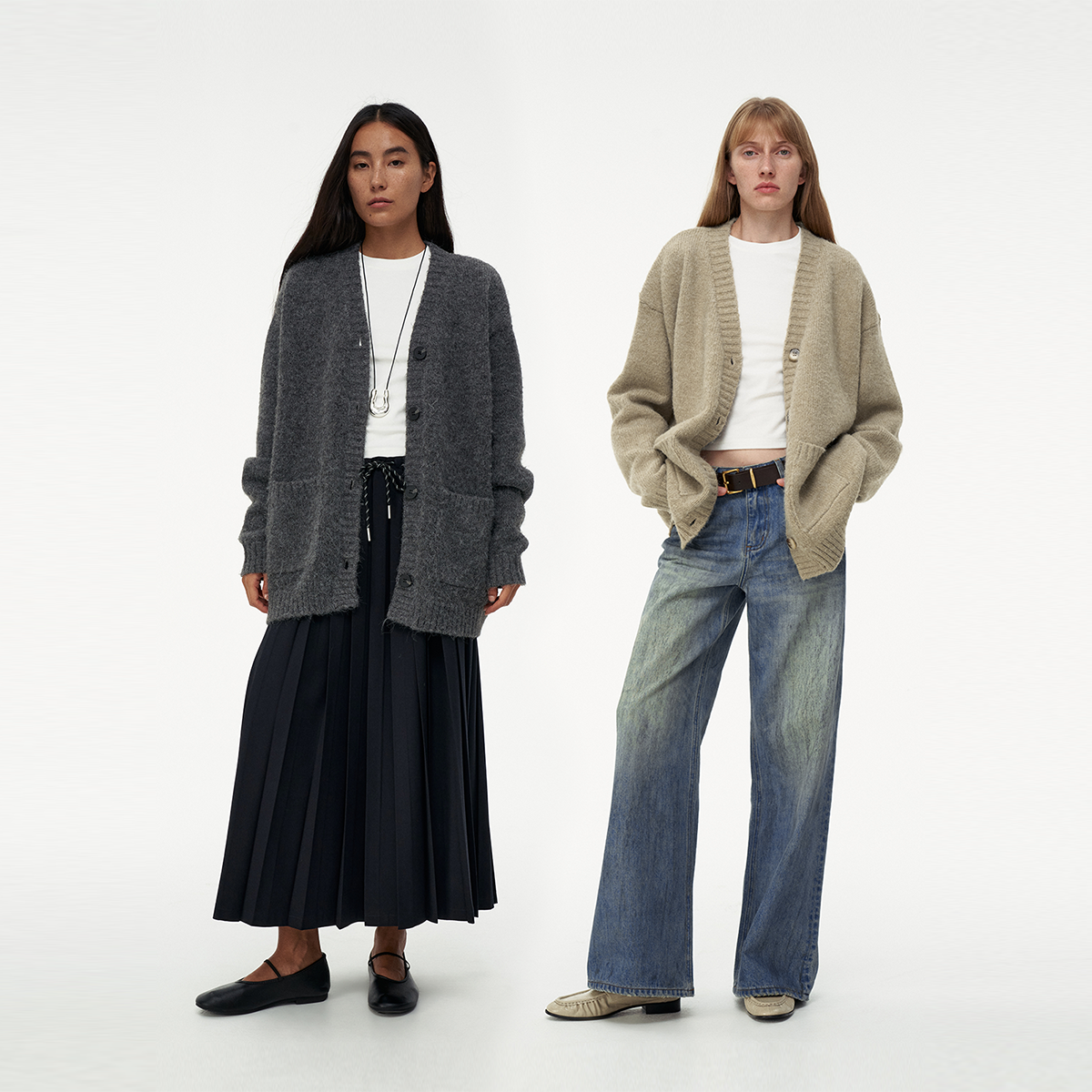 Wcoumq | Wool Blend Lazy V-Neck Knitted Sweater Cardigan – Retro Women’s Spring & Autumn Cozy Knit Coat