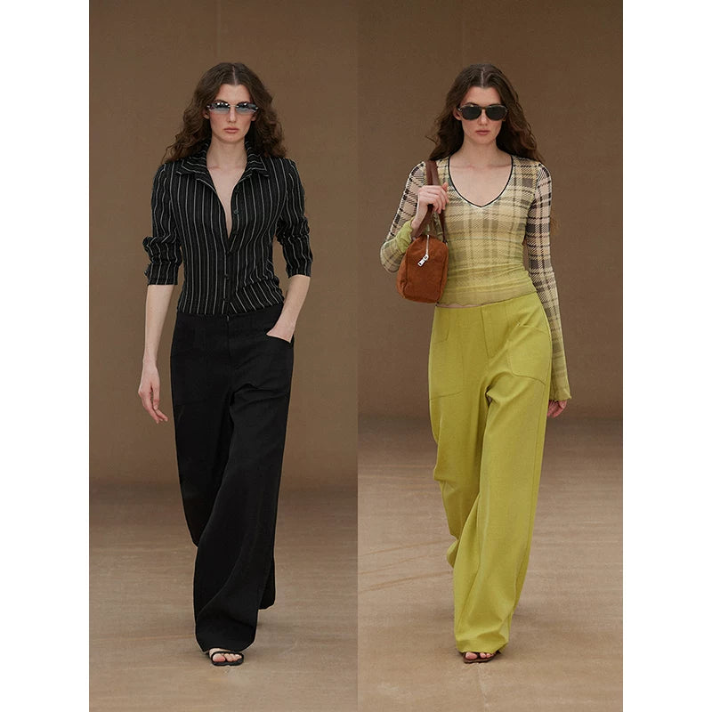 Wcoumq | Minimalist Straight-Leg Suit Pants with Clean Waist Design