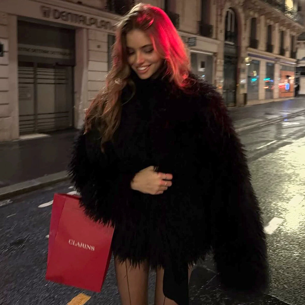 Wcoumq | Furry Warm Street-Style Jacket for Women with Slim Fit