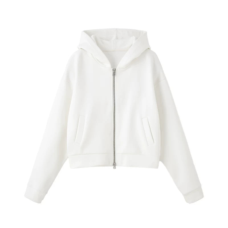 Wcoumq | Retro Zipper Hooded Sweatshirt – Ruth Xu Yan’s Same Style “Let Me Shine” Women’s Composite Sweatshirt