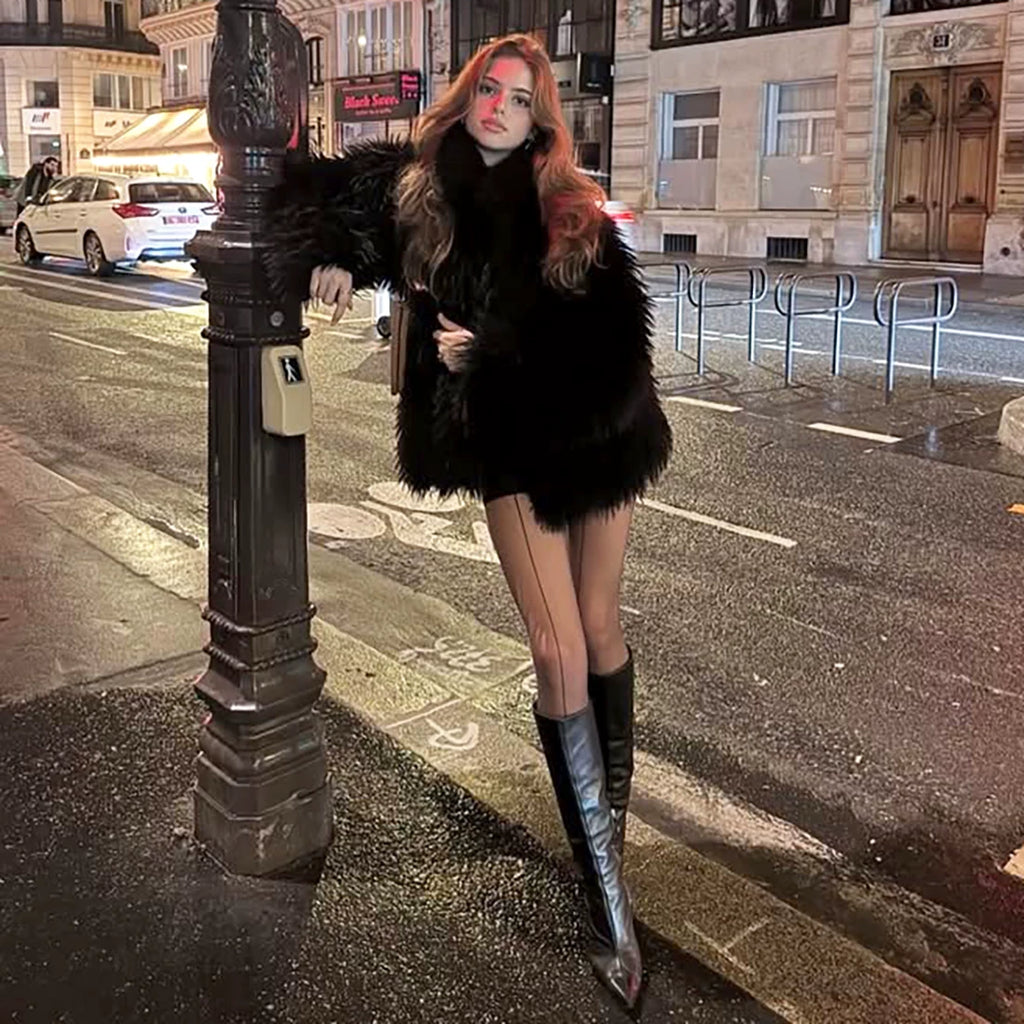 Wcoumq | Furry Warm Street-Style Jacket for Women with Slim Fit