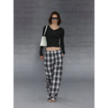 Wcoumq | Classic Plaid Straight-Leg Wide Pants for Everyday Casual Wear