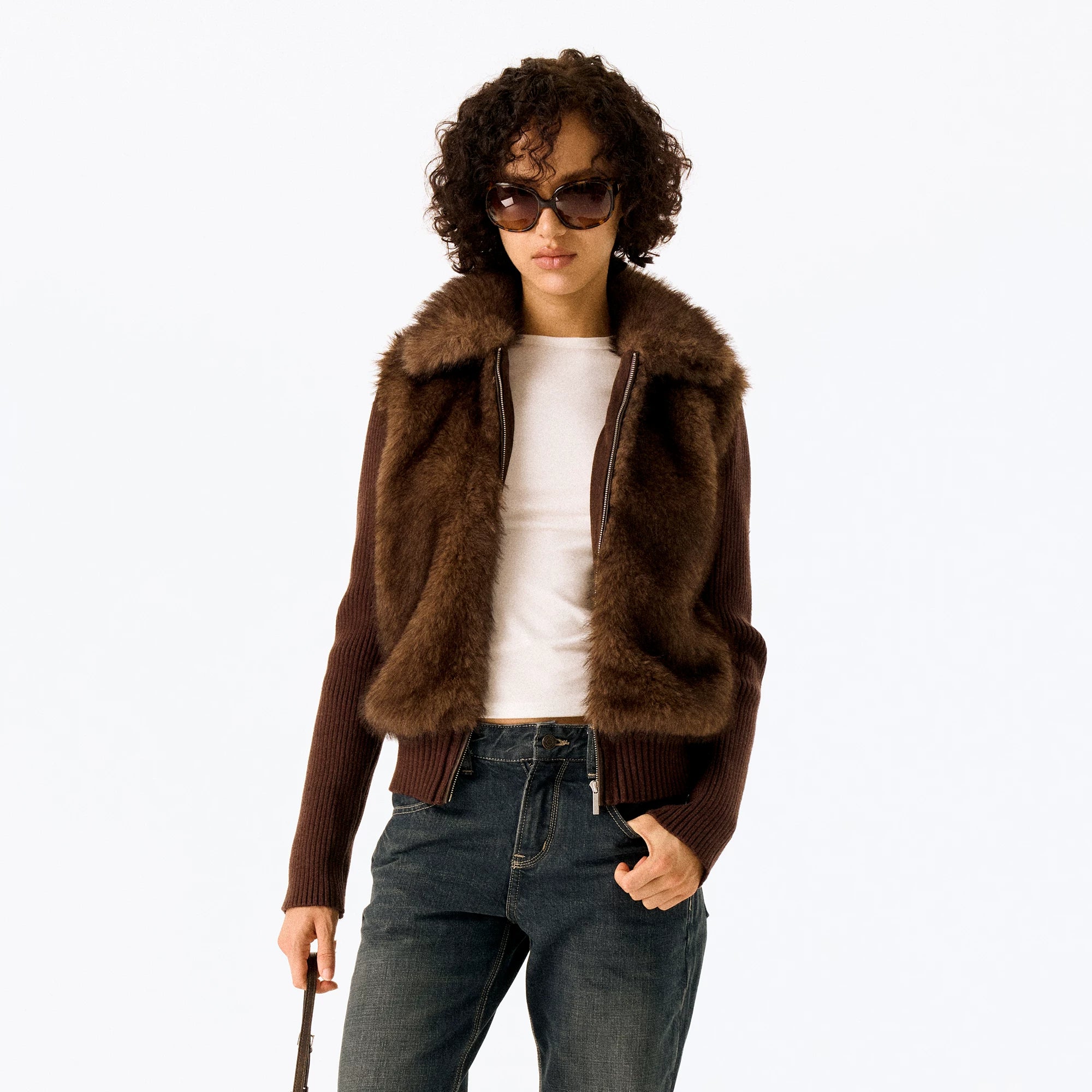 Wcoumq | Two-Way Detachable Retro Velvet-Like Woolen Short Coat Vest with Eco-Friendly Fur Lapel – Stylish Women’s Versatile Outerwear