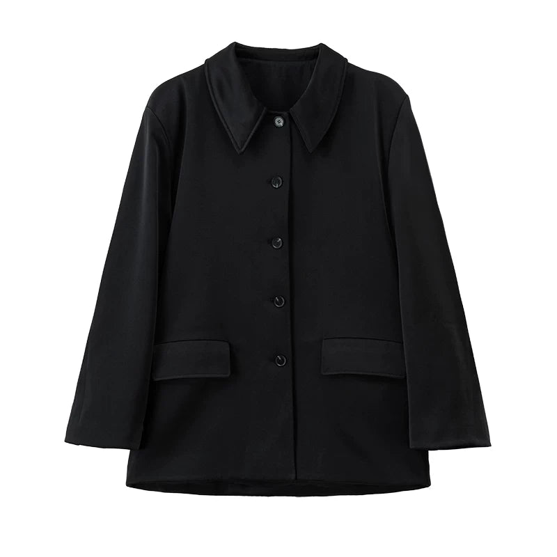 Wcoumq | Winter Thickened Cotton Single-Breasted Lapel Coat for Women – European & American Street Style Nylon Cotton Outerwear