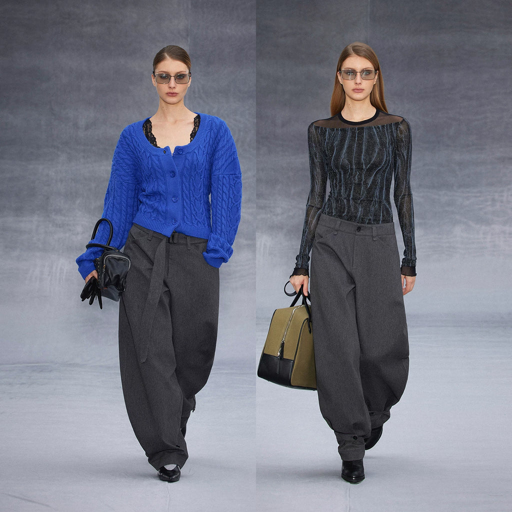 Wcoumq | Low-Waisted Drawstring Scimitar Trousers – Stylish Casual Pants for Women