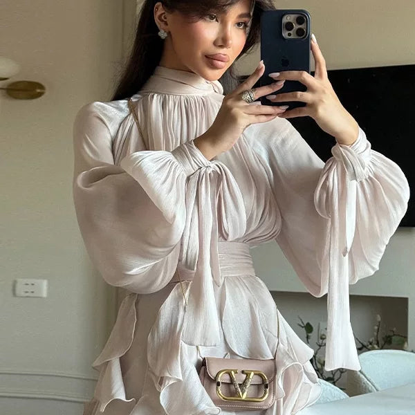 Wcoumq | Ruffled Slim-Fit Dress for Elegant and Fashionable Women