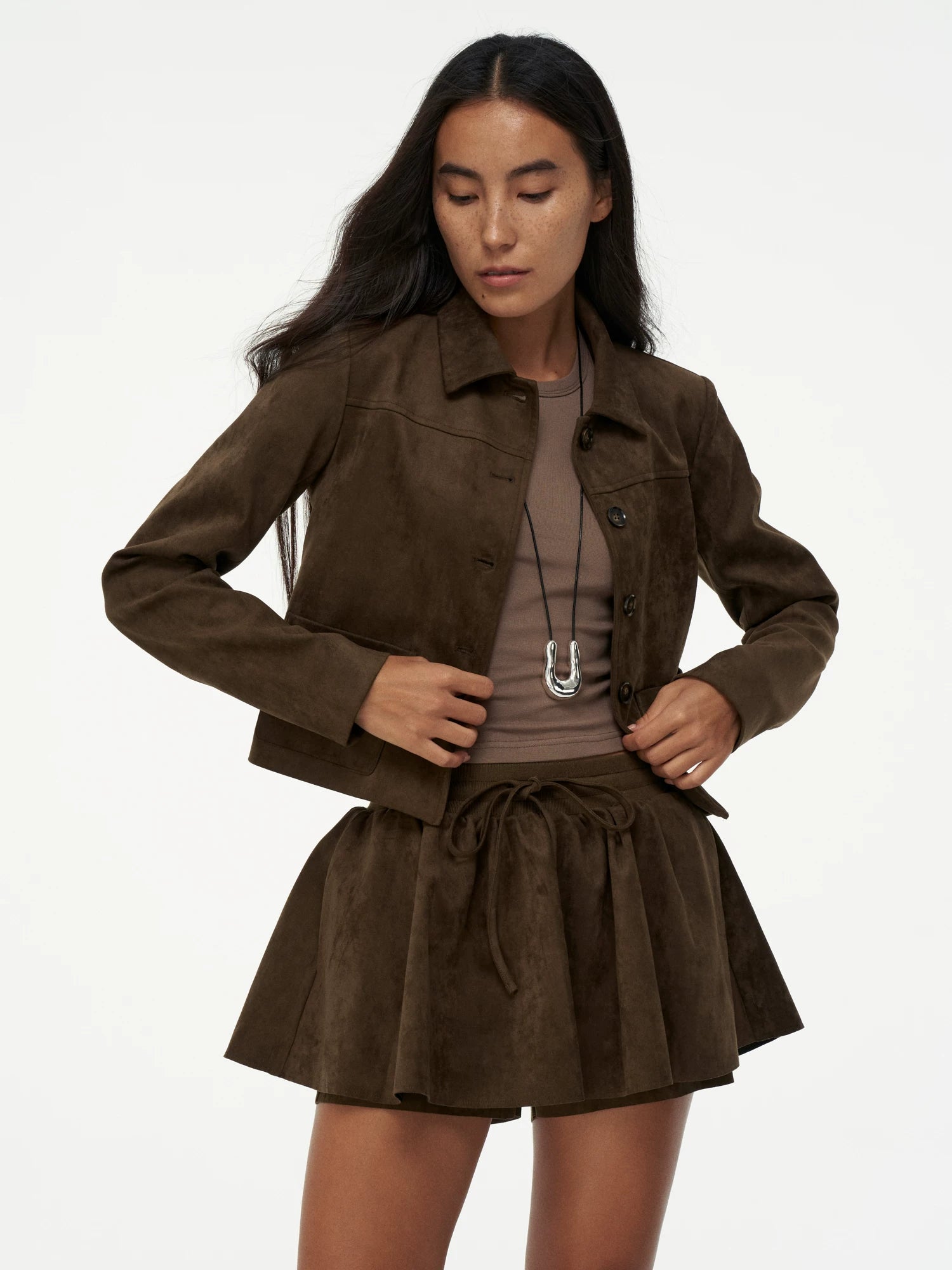 Wcoumq | Heavy Matte Lapel Imitation Suede Short Jacket – malist & Elegant Women’s Silhouette Outerwear