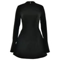 Wcoumq | Stand-Up Collar Long-Sleeve Mini Dress with Slim Waist and A-Line Skirt for Autumn & Winter