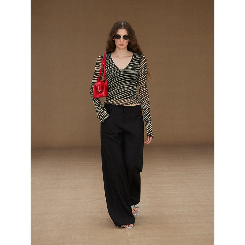 Wcoumq | Minimalist Straight-Leg Suit Pants with Clean Waist Design