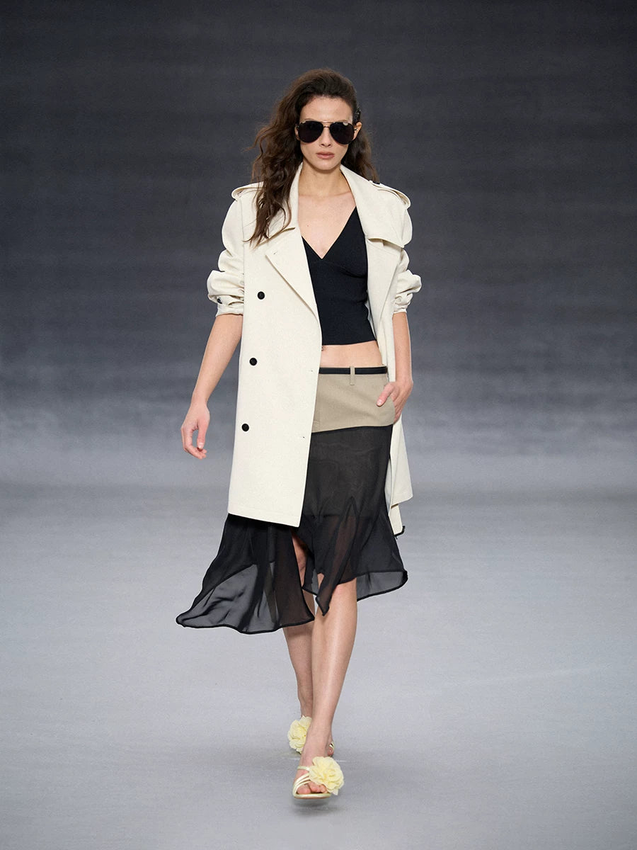 Wcoumq | Silk Mesh Patchwork Skirt with Flowing Irregular Hem – Elegant Women’s Skirt for Formal & Casual Occasions