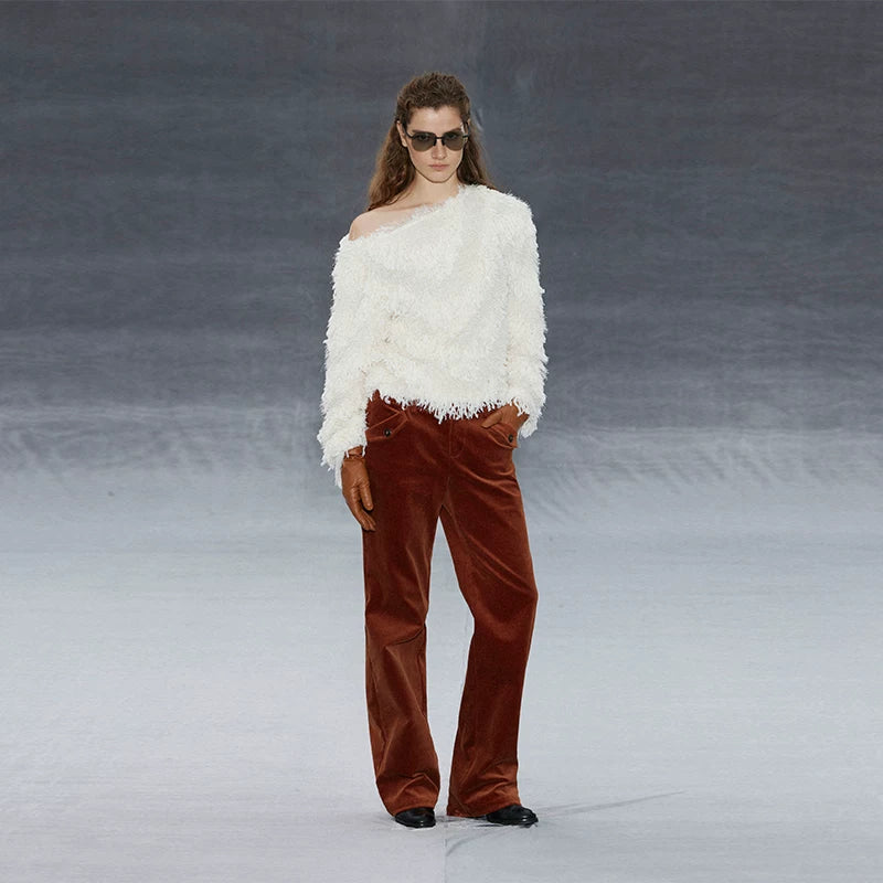 Wcoumq | Retro Casual Medium Low-Waisted Slim Fit Corduroy Straight Pants – Stylish Women’s Versatile Pants