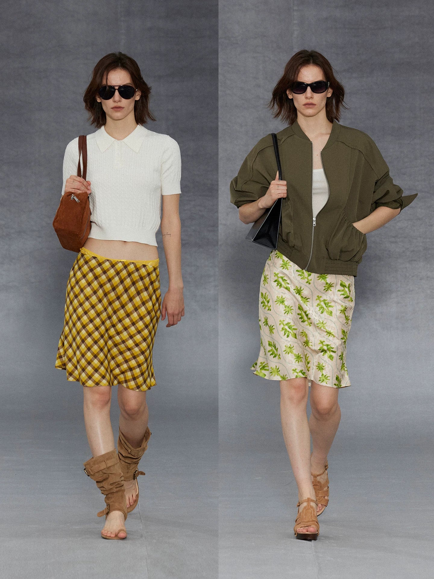 Wcoumq | Retro Satin Low-Waisted Slim-Fit Plaid Patchwork Fishtail Skirt – Elegant Women's Skirt for Formal & Casual Wear