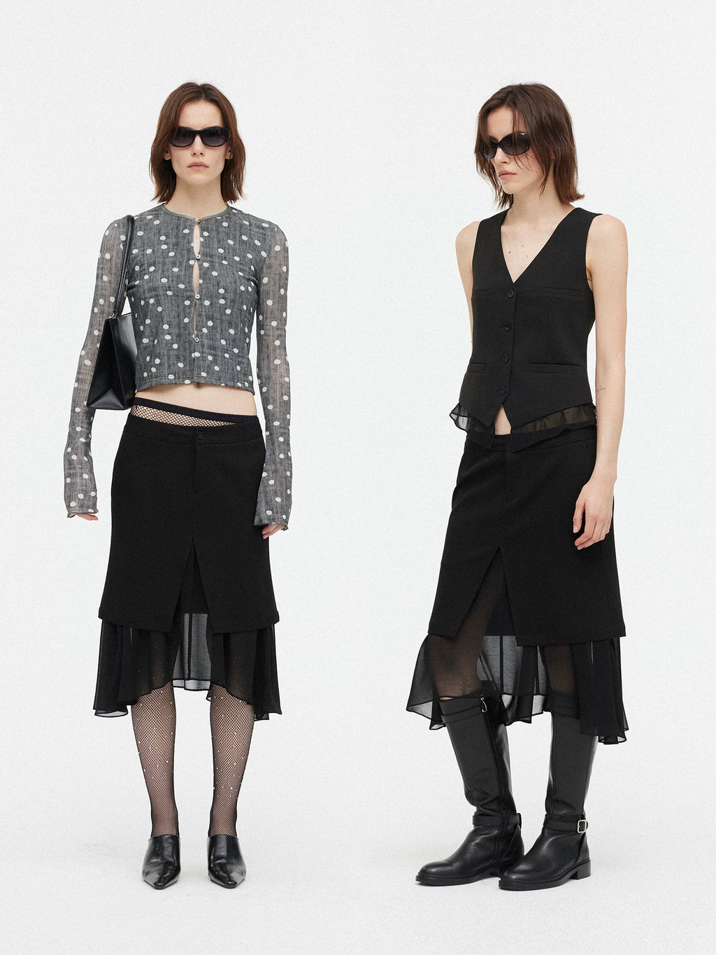 Wcoumq | Retro Flowing Irregular Hem Silk Spliced Fishtail Skirt – Elegant Women’s Unique Fishtail Skirt for Formal & Casual Occasions