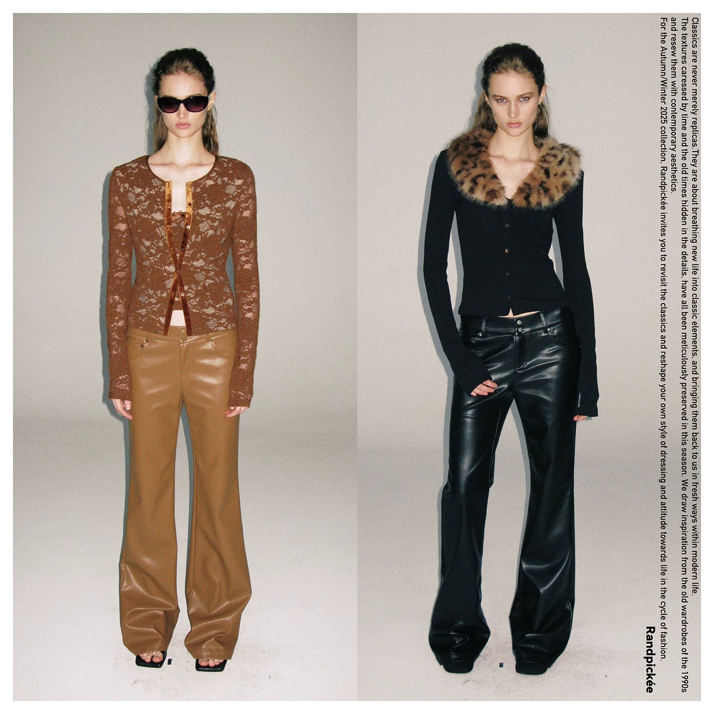 Wcoumq | Retro Low-Waisted Slightly Flared Straight Wide-Leg Leather Pants – Casual & Fashionable American Style