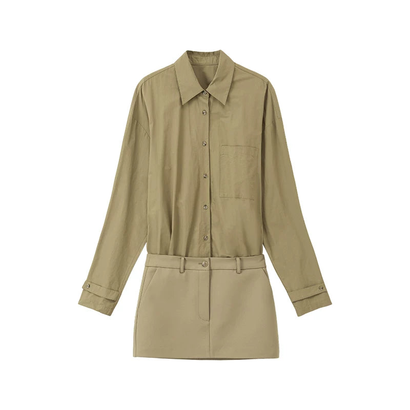 Wcoumq | Random Series-Fake Two-Piece Shirt Dress