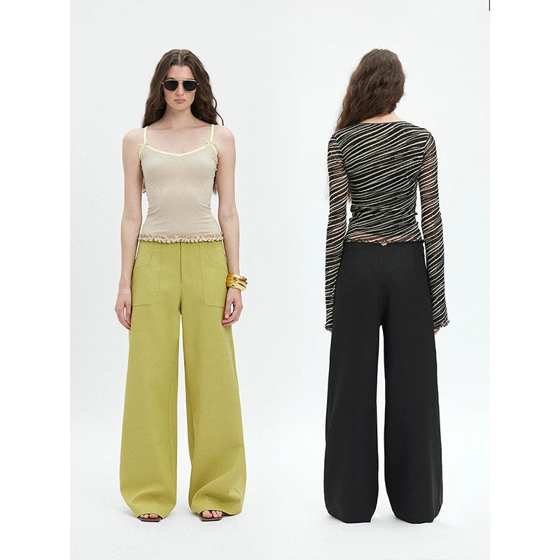 Wcoumq | Minimalist Straight-Leg Suit Pants with Clean Waist Design