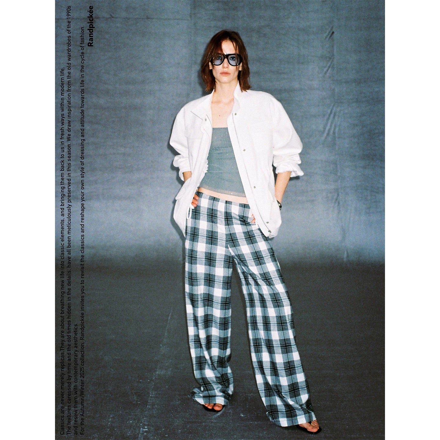 Wcoumq | Classic Plaid Straight-Leg Wide Pants for Everyday Casual Wear