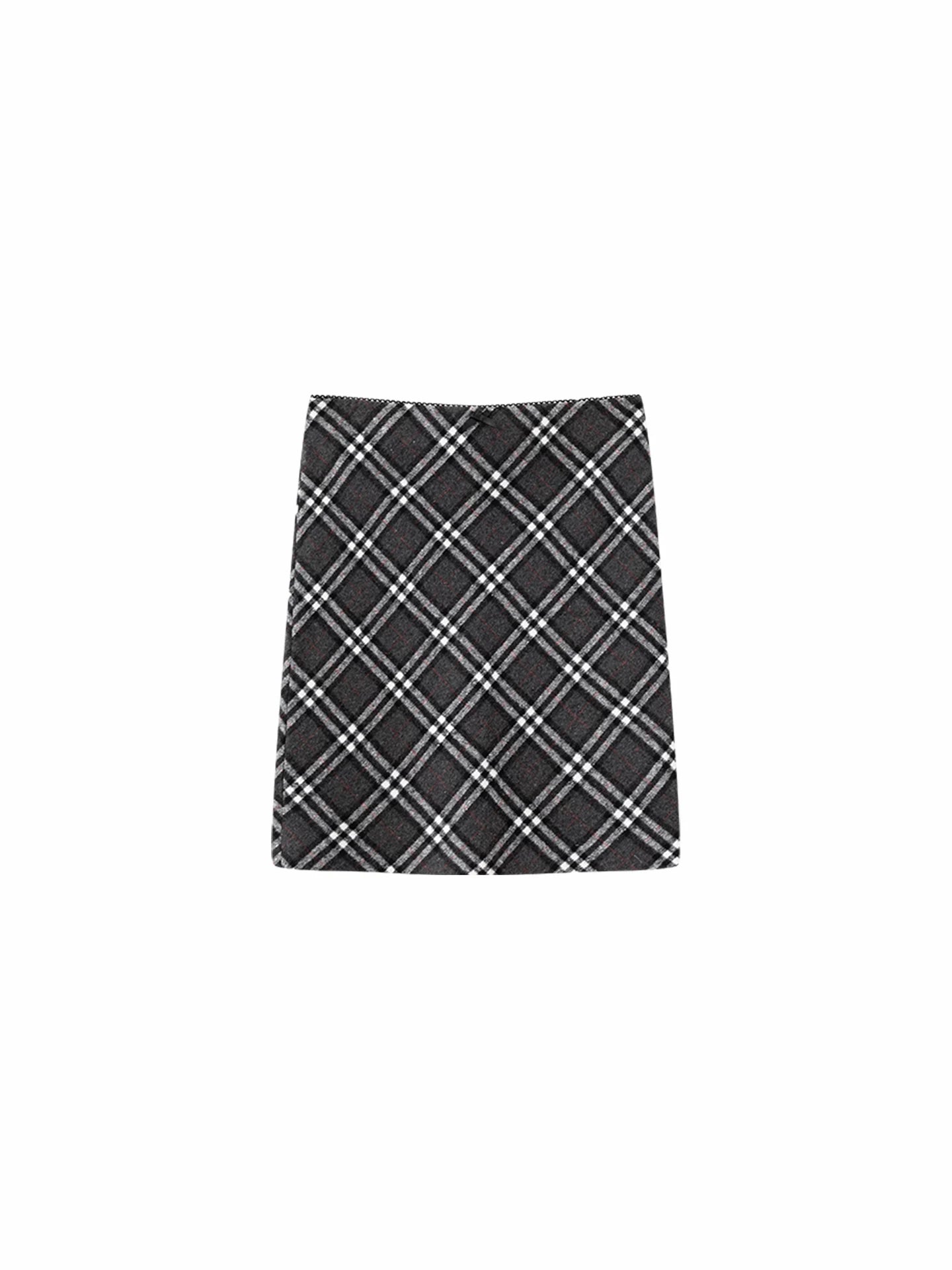 Wcoumq | Touch Series Checkered Woolen Straight Skirt – Classic and Elegant Wool Skirt for Women