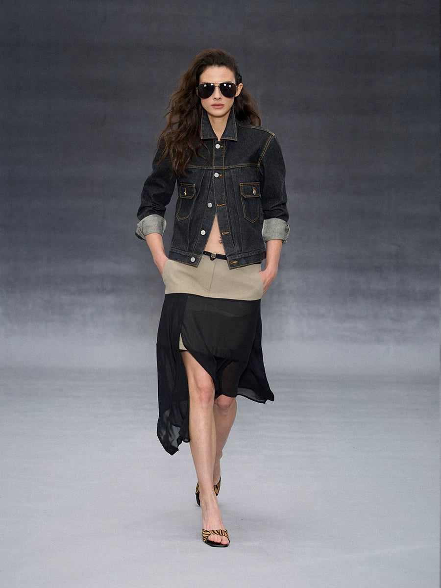 Wcoumq | Silk Mesh Patchwork Skirt with Flowing Irregular Hem – Elegant Women’s Skirt for Formal & Casual Occasions