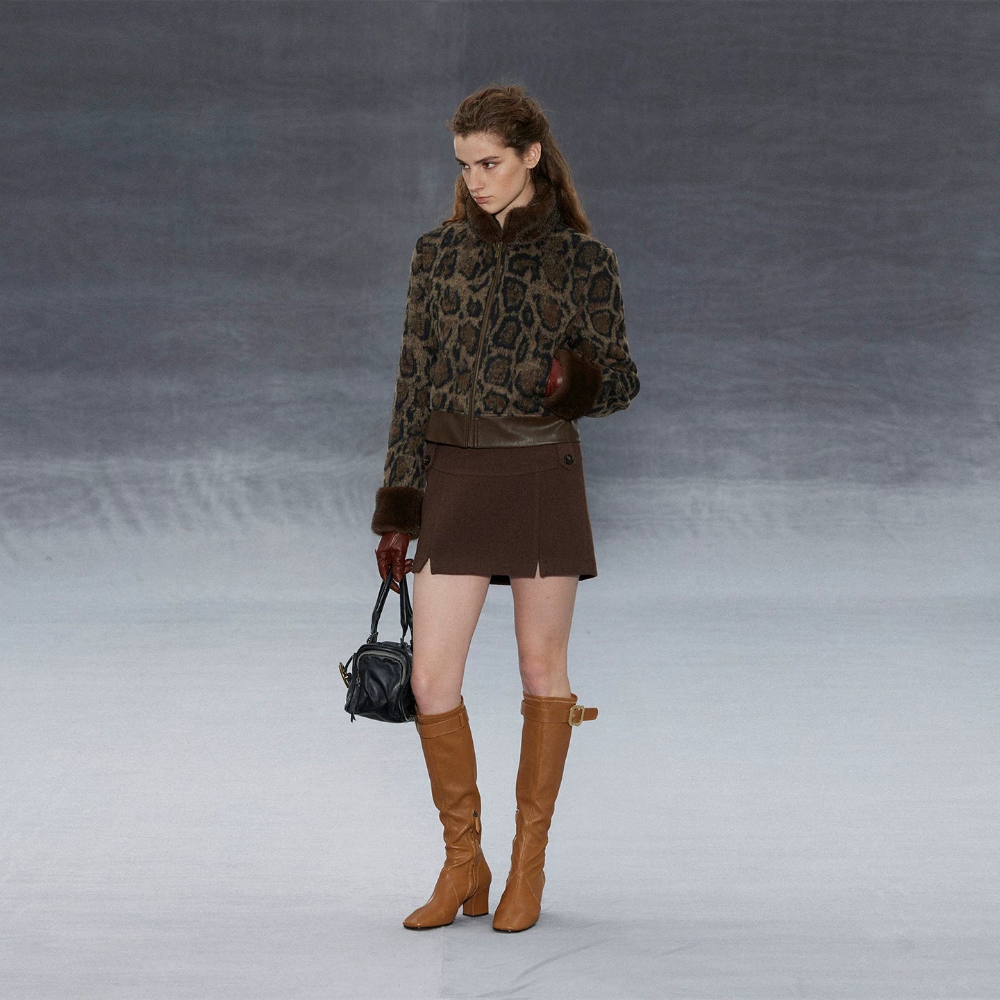 Wcoumq | Retro Off-Shoulder Leopard Print Wool Jacket with Detachable Fur Collar – Short Coat for Women