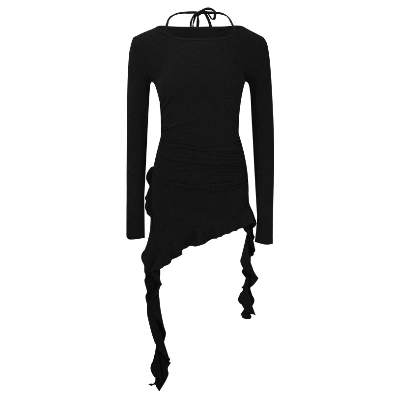 Wcoumq | Fringe Detail Slim-Fit Long Sleeve Top for Autumn and Winter