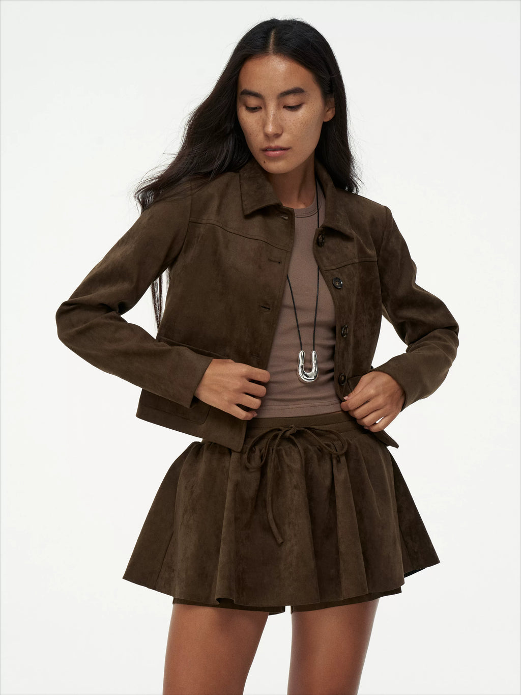 Wcoumq | Heavy Matte Lapel Imitation Suede Short Jacket – malist & Elegant Women’s Silhouette Outerwear