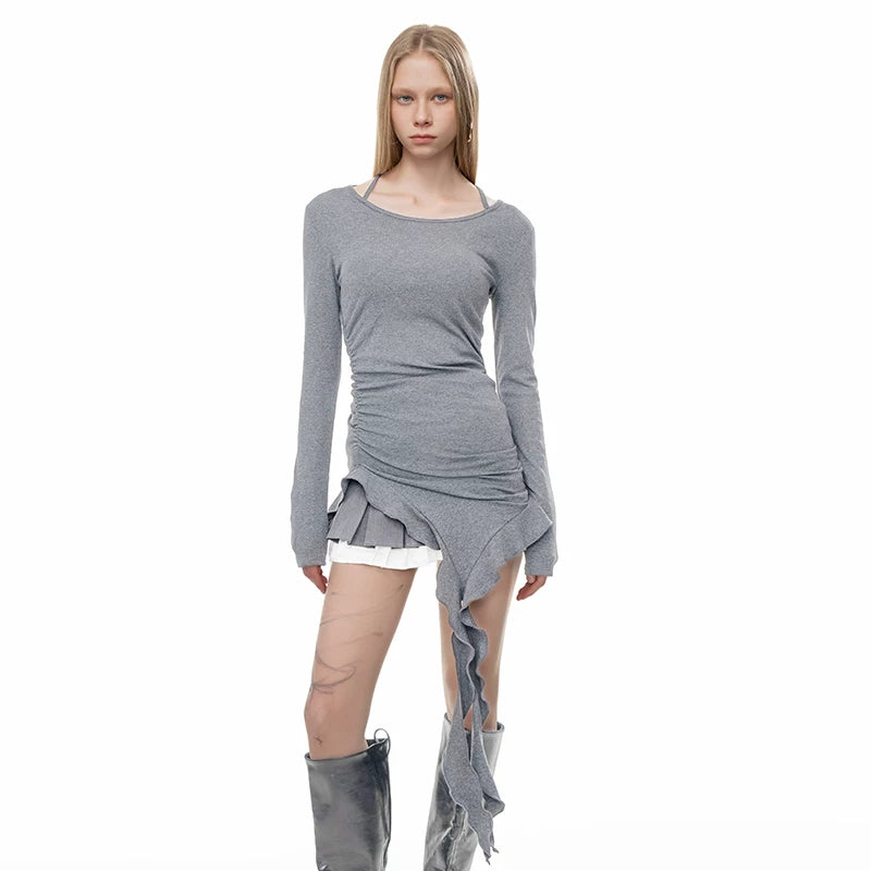 Wcoumq | Fringe Detail Slim-Fit Long Sleeve Top for Autumn and Winter