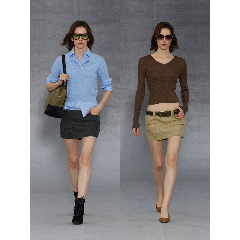 Wcoumq | Utility Low-Waist Skirt with Three-Dimensional Pockets